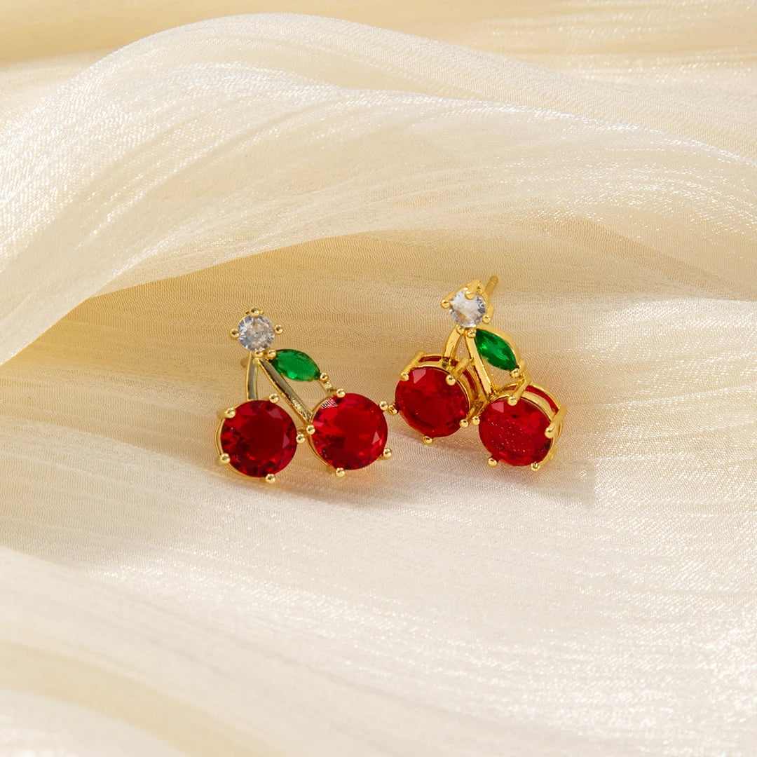 Collier et Boucles d'Oreilles Charmantes Cerises