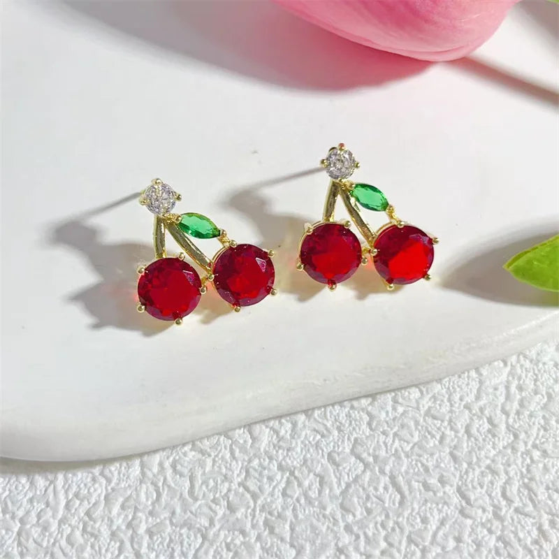 Collier et Boucles d'Oreilles Charmantes Cerises